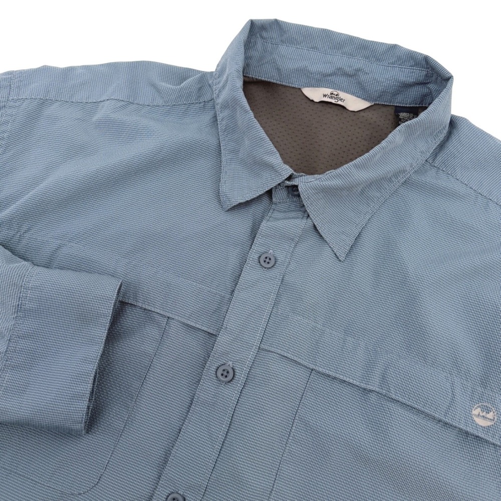 Wrangler Shirt Mens XXL Blue Outdoor Long Sleeve Vented Performance Hiking Top